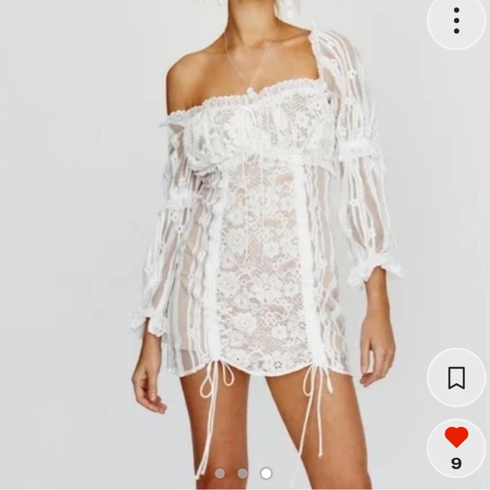 For Love And Lemons Cream Lace Mini Dress